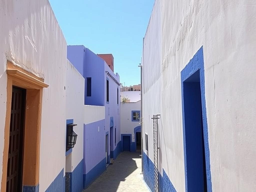 La Kasbah des Oudayas à Rabat avec ses ruelles bleues et blanches La Kasbah des Oudayas à Rabat avec ses ruelles bleues et blanches