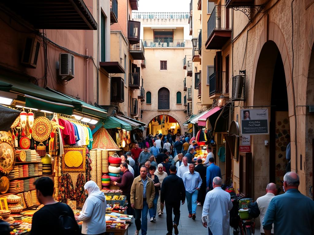 La médina de Rabat avec ses souks animés La médina de Rabat avec ses souks animés