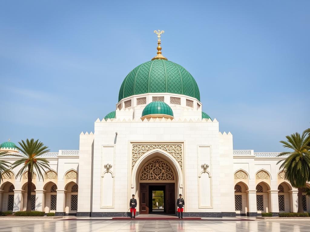 Le Mausolée Mohammed V à Rabat avec son toit de tuiles vertes Le Mausolée Mohammed V à Rabat avec son toit de tuiles vertes